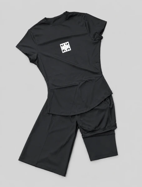 ست فلامنت تیشرت و شلوار دخترونه lululemon تا سایز ۴۲ — مشکی